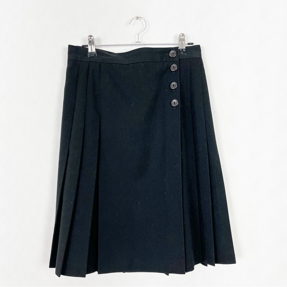 VIPetites 🇨🇦 Vintage Black Wrap Pleated Skirt‎